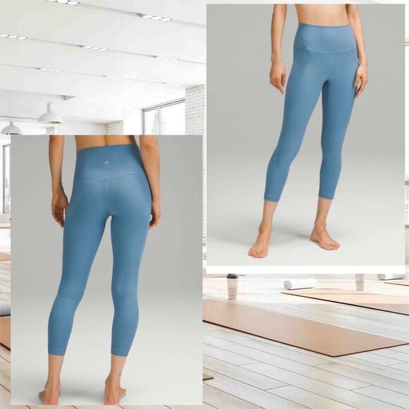 Lululemon Align Ribbed High-Rise Crop 23" oasis  Blue size 14 NWT‎ - Picture 2 of 6
